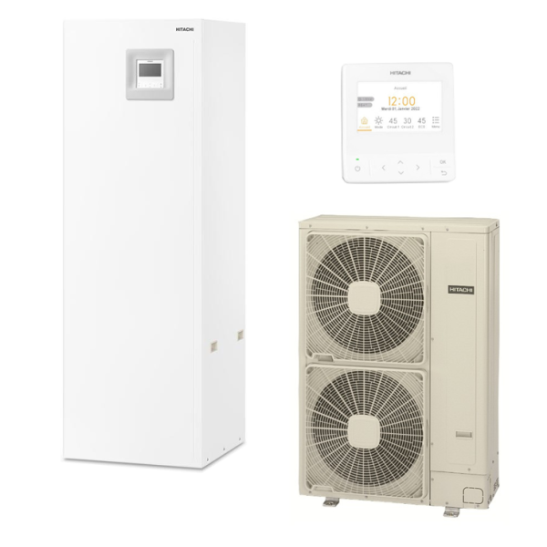 Installation d'une Pompe à Chaleur Air/Eau Yutaki S Combi de marque HITACHI